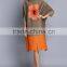 Latest design woman button flower printed crinkled dress