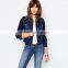 dark blue denim no hood jacket cheap factory price for women