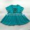 Wholesale kids short sleeves summer cotton dress boutique toddlers blue party dress children girls clothes one pc outfit