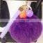 Latest style 8cm rex rabbit fur ball key ring candy colors fur ball key chain