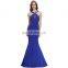 Kate Kasin Backless Sleeveless Halter High Stretch Blue Long Ball Gown Evening Prom Party Dress 8 Size US 2~16 KK000111-1