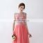 Free Shipping Custom Made Tulle Floor Length Peplum Jewel Sleeveless Zipper Ruffle Women Prom Dress
