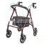 Rehabilitation Therapy Supplies Health Care Four Wheels Walker Medical Elder Walking Aids Hot Sale Aluminum Lightweight Folding