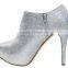 trendy ladies shining color zipper high heel dress shoes