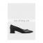 Black color pointed toe design block heel ankle wrap chrome tip pumps sandals shoes other color are available