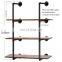 Shelves 2 3 Tier Diy Vintage Rustic Floating Ladder Rustic Metal Wooden Wall Mount Industrial Pipe Book Shelf Bookshelf Bookcase