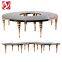 Gold Stainless Steel Luxury Half-Moon Wedding Table Mirror Glass Top Banquet Event Wedding Serpentine Table
