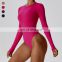 Bodysuit Ladies Casual Costumes Quick Dry Sexy Long Sleeve Ballet Dance Jumpsuits Playsuits Bodysuits For Women With Toggle Clip