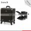 Portable lightweight trolley makeup case on wheels with big capacity cosmetic storage room made in China