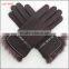 ladies winter warm brown woolen hand gloves with fur