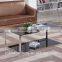 LIving room RB-1311 Modern black stoving varnish rectangular tempered glass coffee table with stainless steel tea table