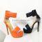 Catwalk Sky High New Sandal 16CM Height Black and Orange Leather Heels High Heel Women Sandals