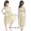 hot sale ivory girl flower long sleeve long lace party wedding dress with belt