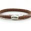 Snake Leather Snap Bracelet with Smooth Stainless Steel Magnetic Clasp