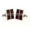 Wholesale Striped Stainless Steel Red Wood Cufflink