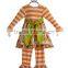 Baby outfit plus size trendy stripe puffy dress western girl outfit child fall Chevron clothes set