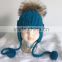 new style kids lovely winter knit beanie hat with pompom