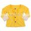 Winter outfit wholesale lace yellow top kids ruffle pants girls outfit boutique halloween kids lace ruffle outfit