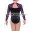 Wholesale Gymnastics Girl Long Sleeve metallic leotards