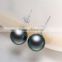 10mm AAA natural tahitian black pearl earrings design 18K gold