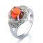 2016 high quality reasnable price orange color cubic zirconia ring in white gold plated jewelry to India snapdeal flipkart