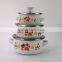 3 Pcs Cookware Enamel Casserole Sets With Flowers And Glass Lid