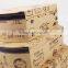 Vintage Brown Retro Cardboard Paper Floral Printing 3Pcs Home Organizer Storage Box Set With Handle And Lock