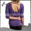 Double layers yoga long T-shirt back cross straps long sleeves for women