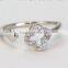 Spritual Charm Accessory Lucky Clover Design Top Zircon Diamond Sterling 925 Silver Open Ring