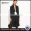 Black Drape Front Dip Hem Waterfall Coat 100% Polyester Long Sleeve Casual Knee Length Opening Dress