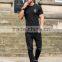 Hot Sale White 96% Cotton 4% Elastane Mens Short Sleeve Longline T-Shirt Black Long Drop Curved Hem T Shirt Fitted Gym T Shirt
