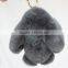 Myfur Dark Grey Cute Rabbit Fur Made Rabbit Bag Accessory Pendant