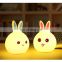 Hot Selling Lovely Rabbit Silicone Night Lamp USB Rechargeable Colorful Led Light