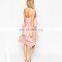 Fashion off shoulder pink sexy polyester mini summer viscose dress 2016