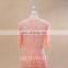 Wholesale short sleeve lace peach color patterns bridesmaid dress
