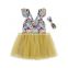 2019 New Arrival Sequin flutter lace sleeve Cotton Floral Long tulle baby girl frocks party dress