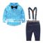 Fashion Plaid Shirt and Suspender Trousers 2PCS Party Formal Kids Boy Suit