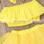 3Pcs Newborn Yellow Clothes Set Kid Baby Girl Outfit Off Shoulder Top+Tutu Tulle Skirt Set Summer Baby Clothing