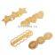 New arrival Trendy Fashion Korea English Letter Hair Clip Metal Gold Color Round Heart Shape Barrettes hair accessories