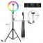 Hot selling 8 inch dimmable rgb color photograph make up portable LED selfie ring fill light with Tripod Stand