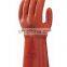 Long Cuff Heavy Duty Cotton Lining Orange PVC Rubber Fully Coated Liquid Chemical Resistant Work Gloves