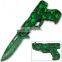 8 Inch higth quality stainless steel gun shaped folding pocket colorful gun knife