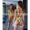Amazon Hot  sell 2021 Summer Lace Embroidery Lingerie Set with Garter See-Through 3pc Sexy Underwear Women Seamless Panties