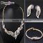 Brass Necklace Bracelet Earrings Set Zircon Statement Design Rhodium Gold Jewelry Set