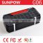 sunpow 16500mah high capacity rechargeable Li-ion Battery multifunction car 12v jump starter with warning light