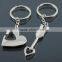 Promotion custom zinc alloy lovers heart couple keychain/