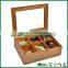 Fuboo bamboo tea storage box 6 compartments with window lid