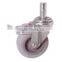 Swivel/Swivel Brake Institutional Castor Rubber Wheel, PP Hub, Roller Bearing Fitted with Solid Stem