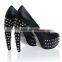 Special design shining bright high heel womens sheep leather shoes