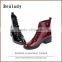 Made in china safety bright oil patent leather ankle boots shoes without lace